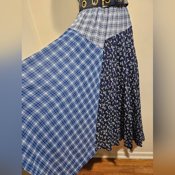 NEW Michael Kors Belted Mixed Plaid Georgette Dress Handkerchief Semi Sheer XS - Picture 2 of 14